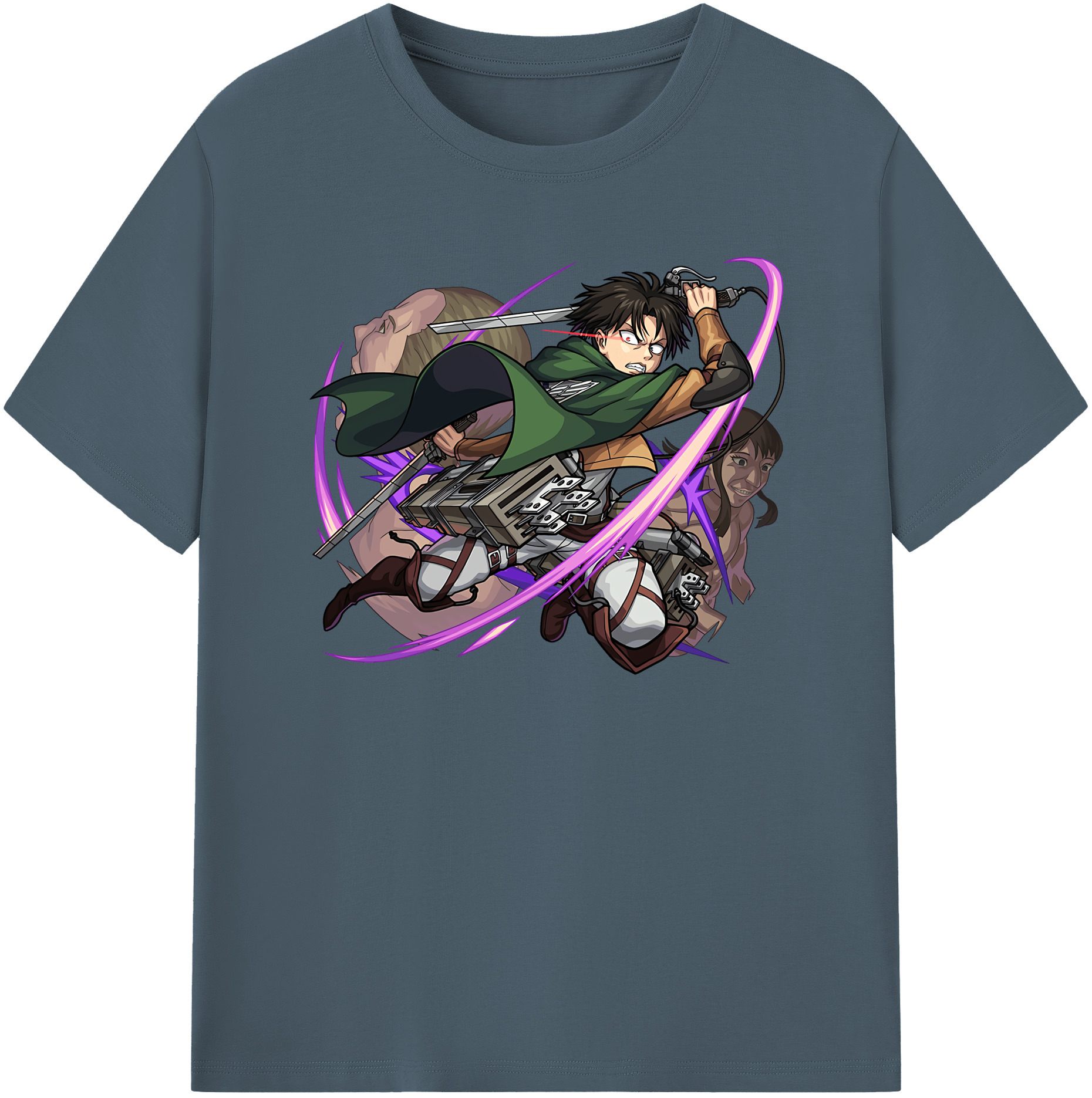（画像用） 進撃の巨人 リヴァイ·アッカーマン Attack on Titan Levi Ackerman 綿100％半袖Tシャツ（フロントプリント）